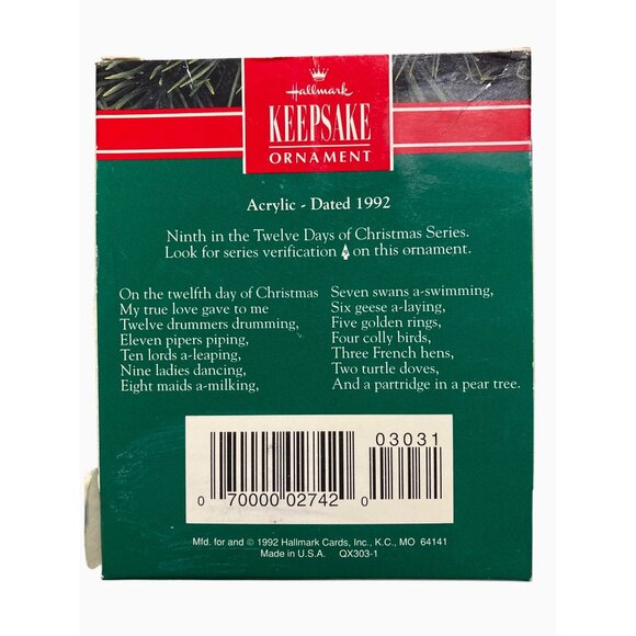 Hallmark Keepsake Ornament 1992 Twelve Days Of Christmas Nine Ladies Dancing - Picture 3 of 10